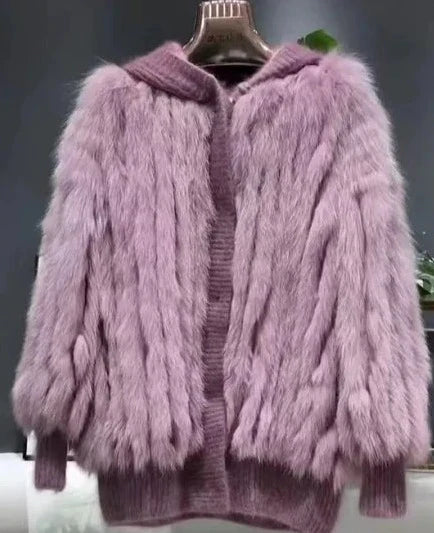 Women Thick Fur Knitted Hoodies