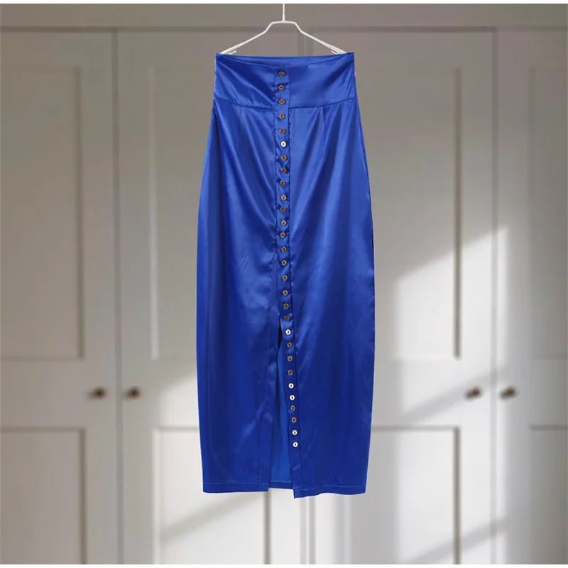 Sleeveless Top Suit With Front Split Skirt