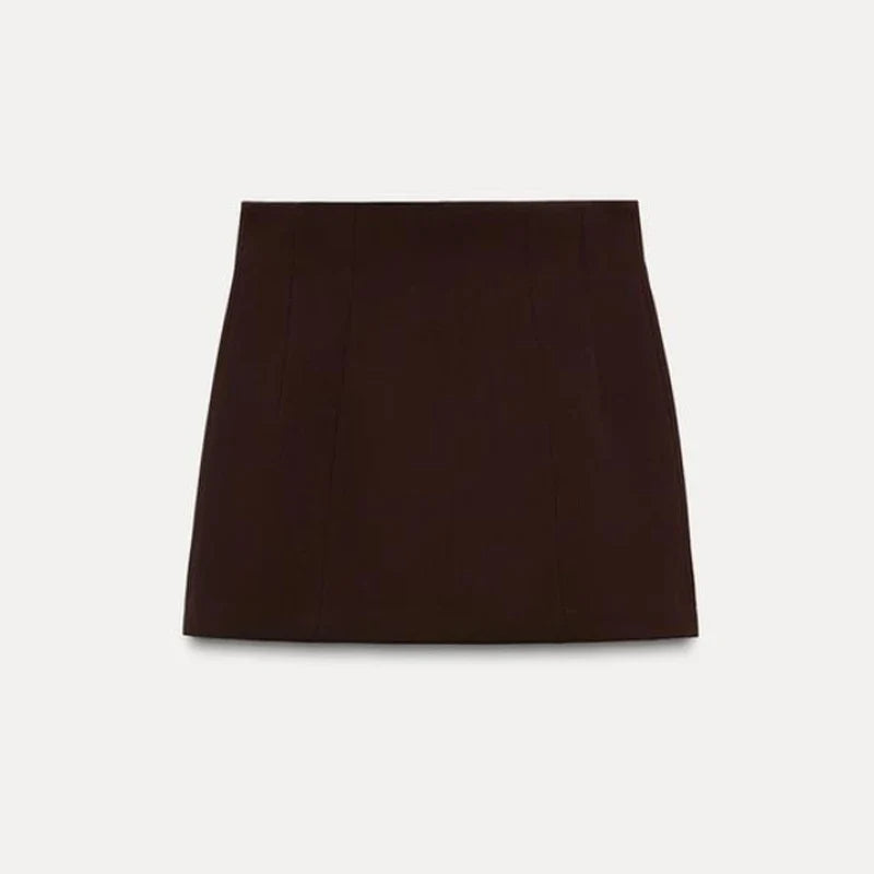 Turn-down-Collar Single Breasted-Top and Mini Skirt Suit