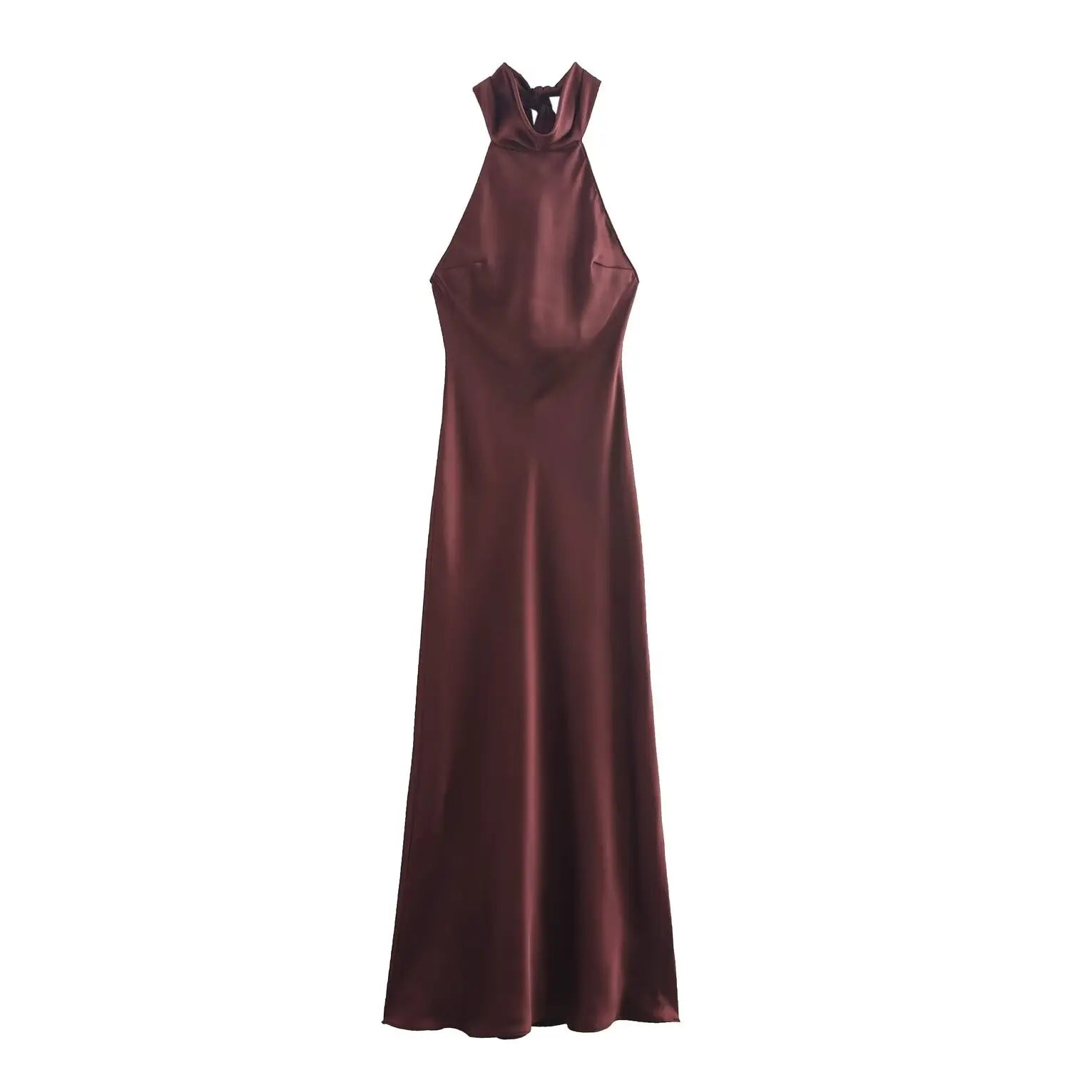 Solid Sleeveless Backless Bow Zipper Long Dress