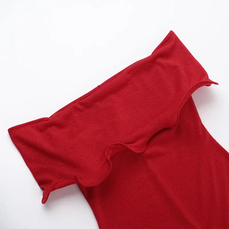 Ruffled Backless Midi Party Dress