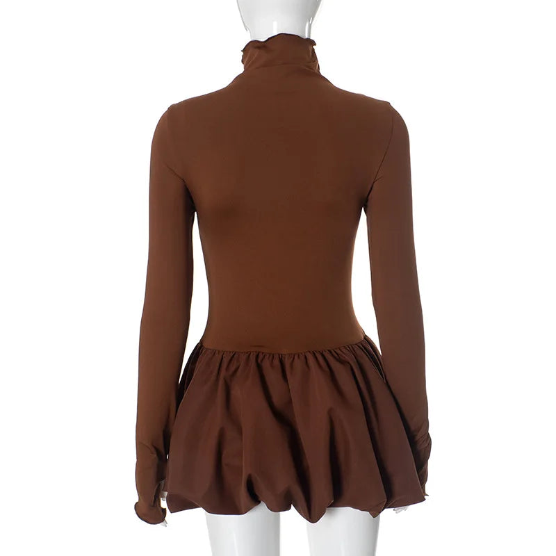 Long Sleeve Turtleneck Bud Mini Dress