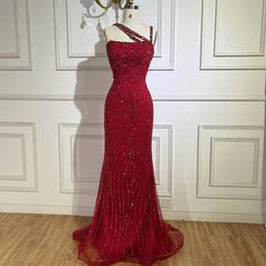 Sequins Slanted Shoulders Mesh Prom Dress