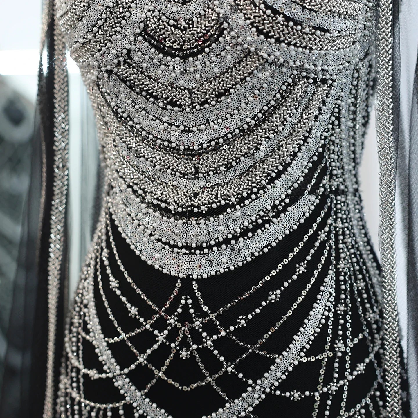 Black Evening Gown with Cape Sleeves
