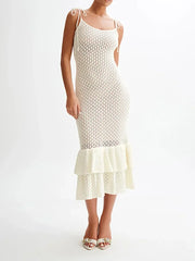 Ruffle Knit Midi Dress