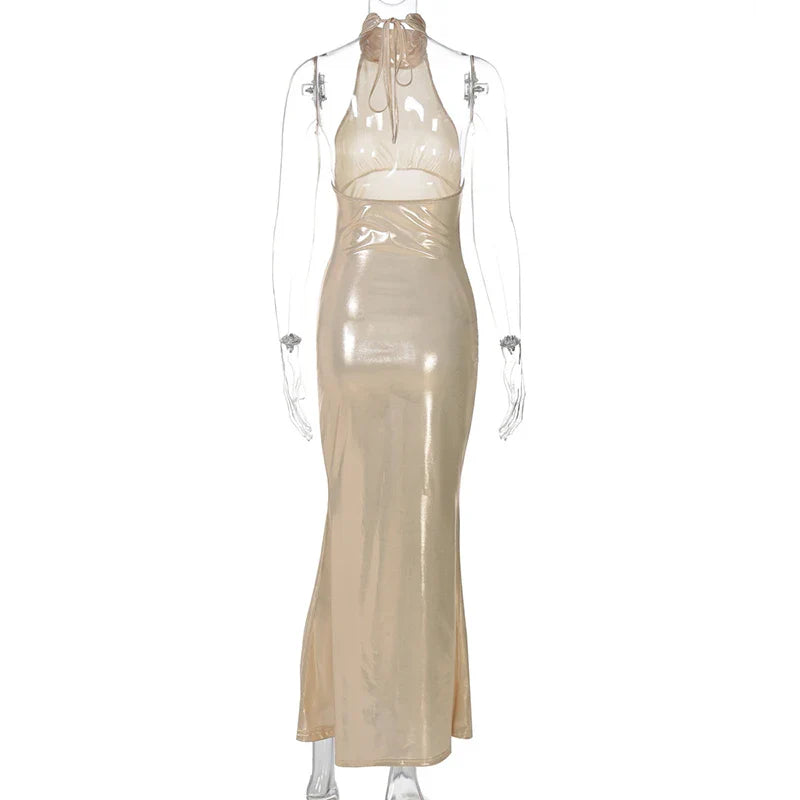 Sequins Backless Fishtail Maxi Dress