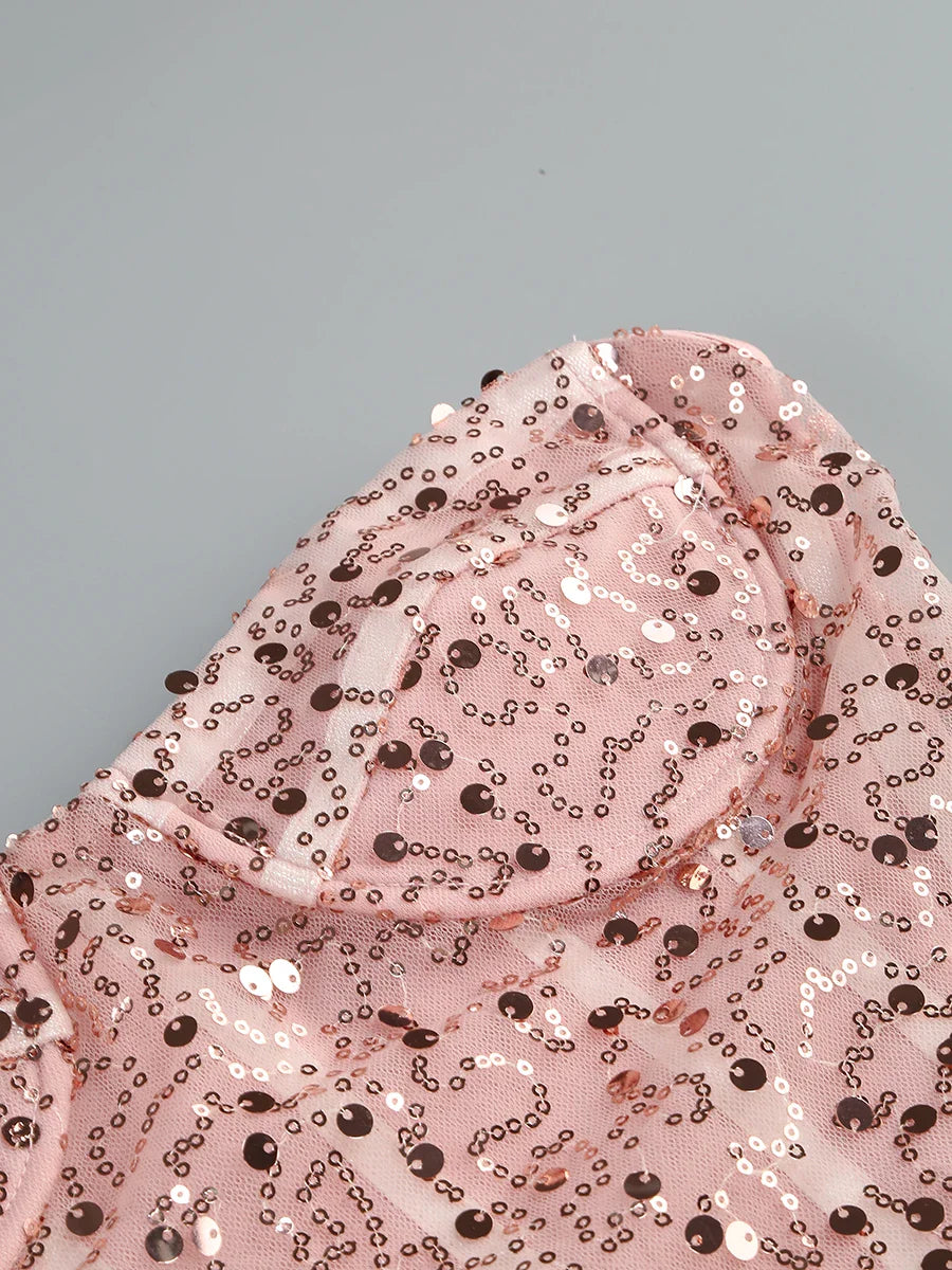 Pink Strapless See Through Long Dress