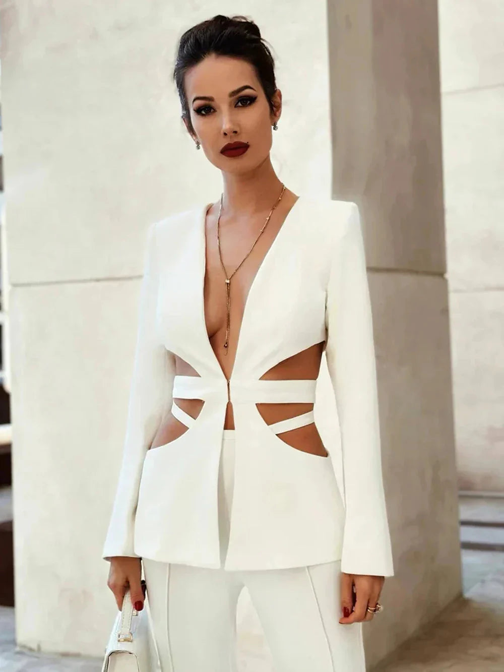 Cut Out Blazer Set