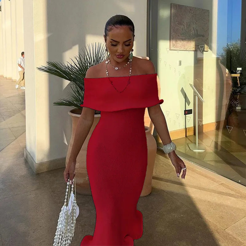 Ruffled Backless Midi Party Dress