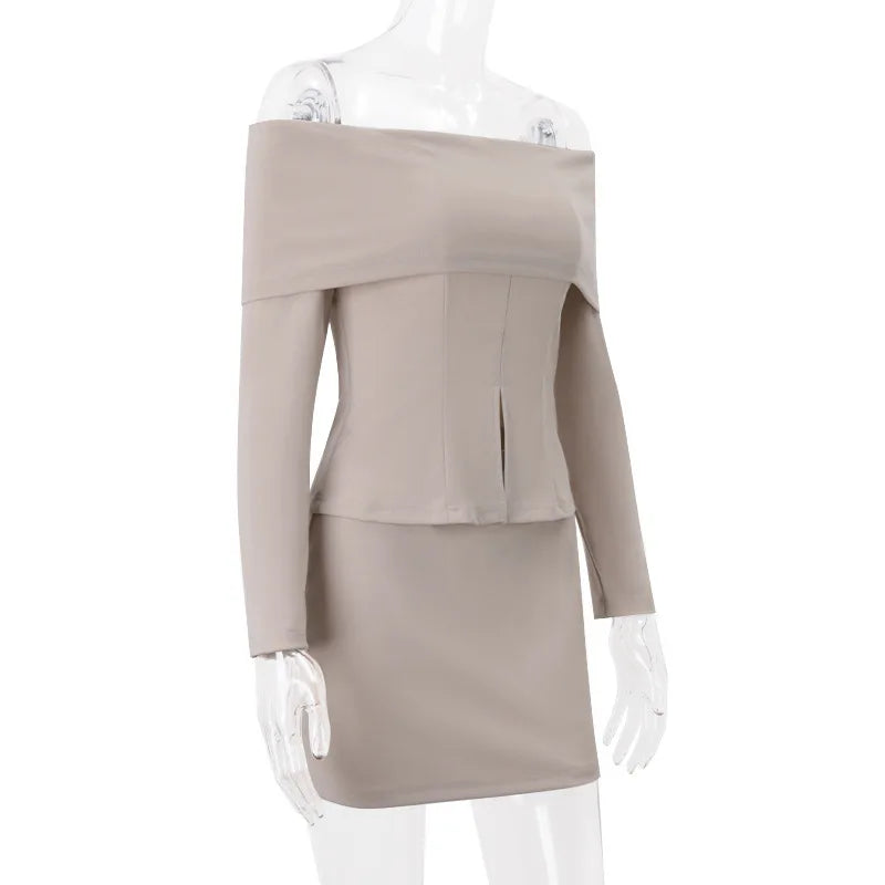 Strapless Long Sleeve Tops Mini Skirt Sets