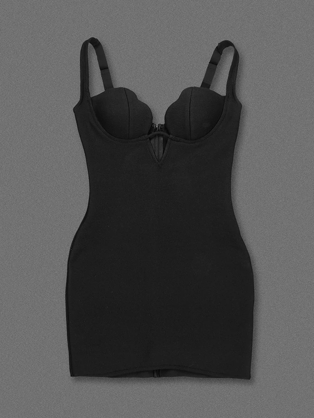 Black Bodycon Deep Cupped Mini Dress