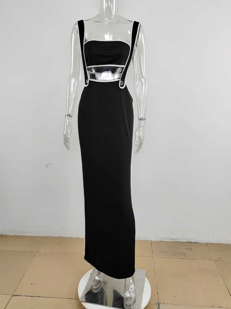 Slash Neck Hollow Design Two-Piece Dress
