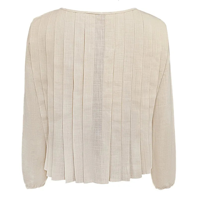 Patchwork Long Sleeve Lace-Up Top