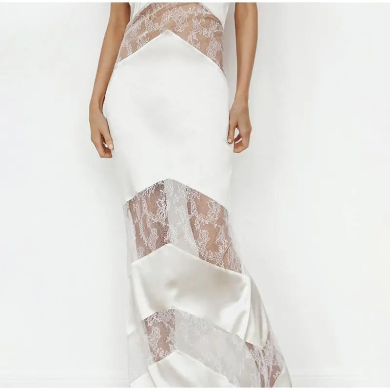 Lace See Through Sleeveless Long Dress