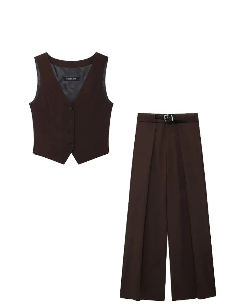 Side Slit Top Pocket Sashes Design Pant Suit