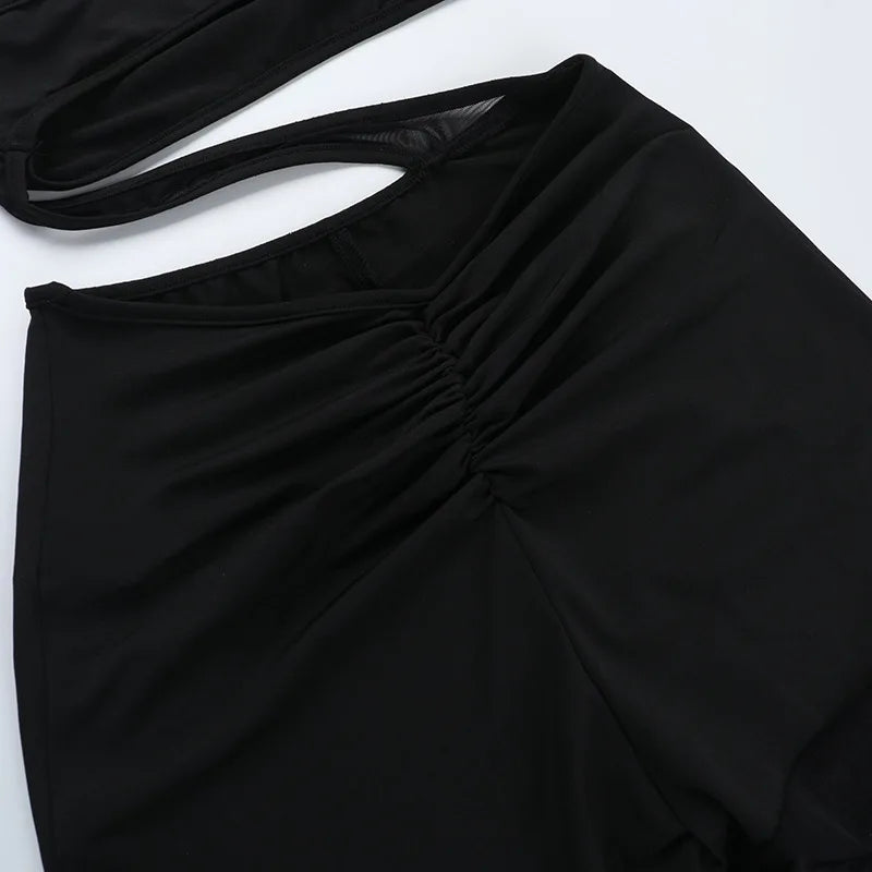 Mesh Patchwork One Piece Wide Leg Pants Jumpsuit