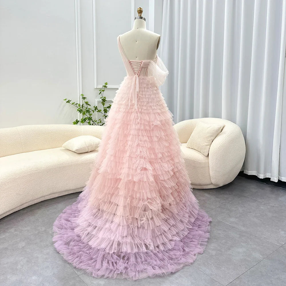 Elegant Pink Lilac One-Shoulder Ball Gown