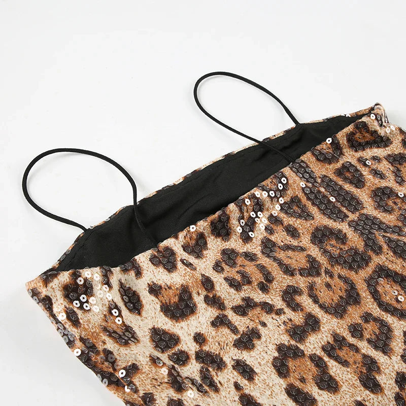 Leopard Sequin Chic Camisole Dress