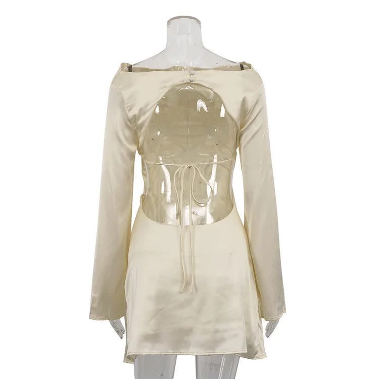 Elegant Backless Lace-Up Satin Party Mini Dress