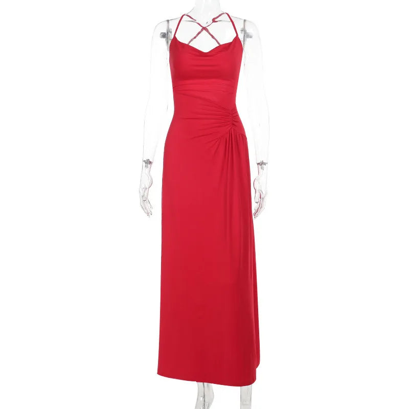 High Waist Off Shoulder Solid Maxi Dress