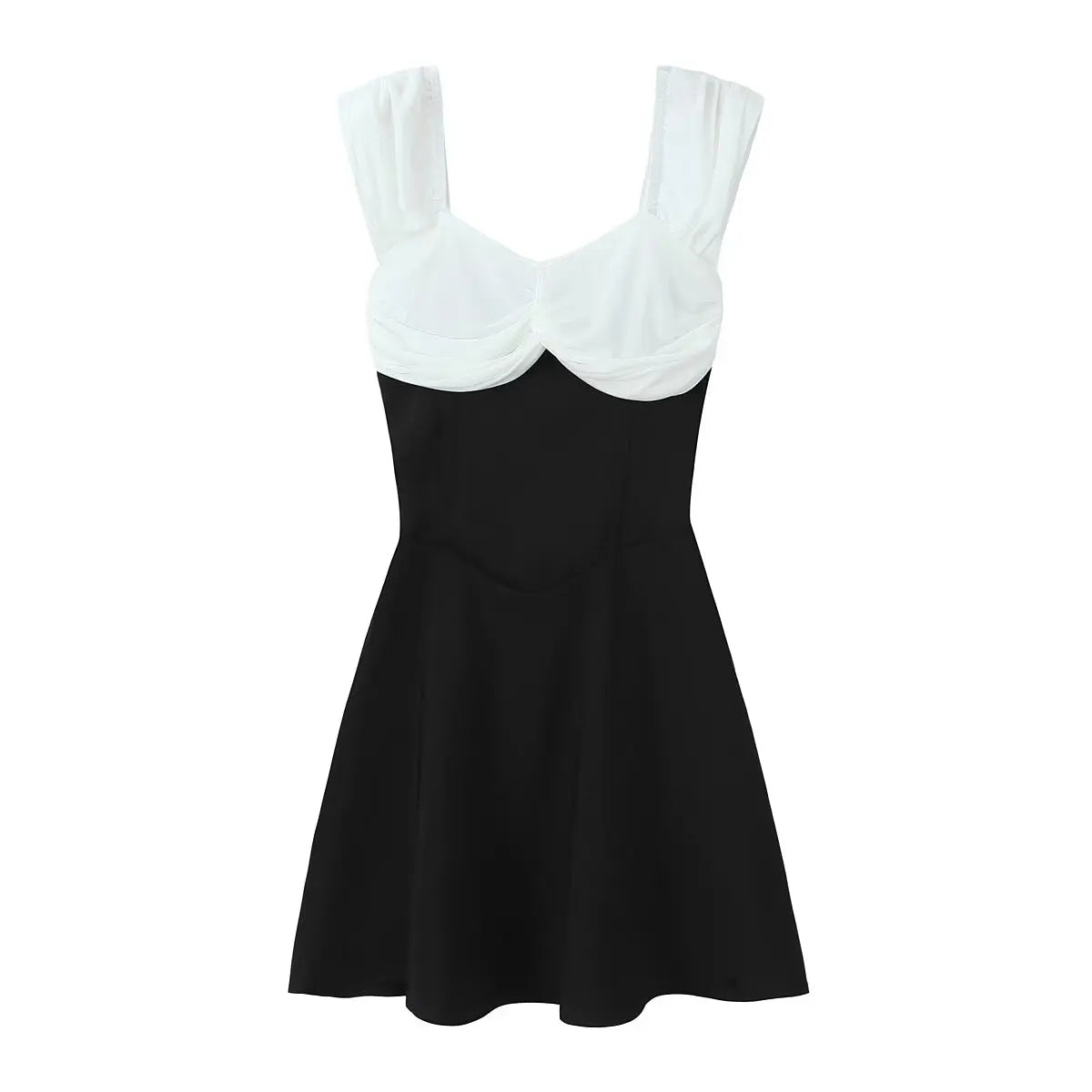 Contrast Slash Shoulder Elastic Back Mini Dress