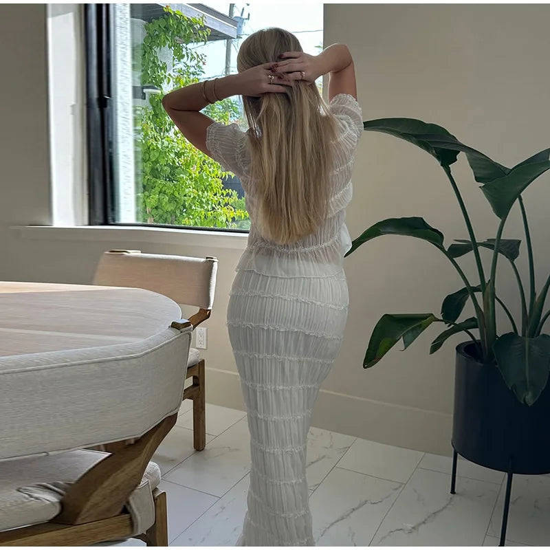 Crop Tops and High Waist Long Skirt Suit