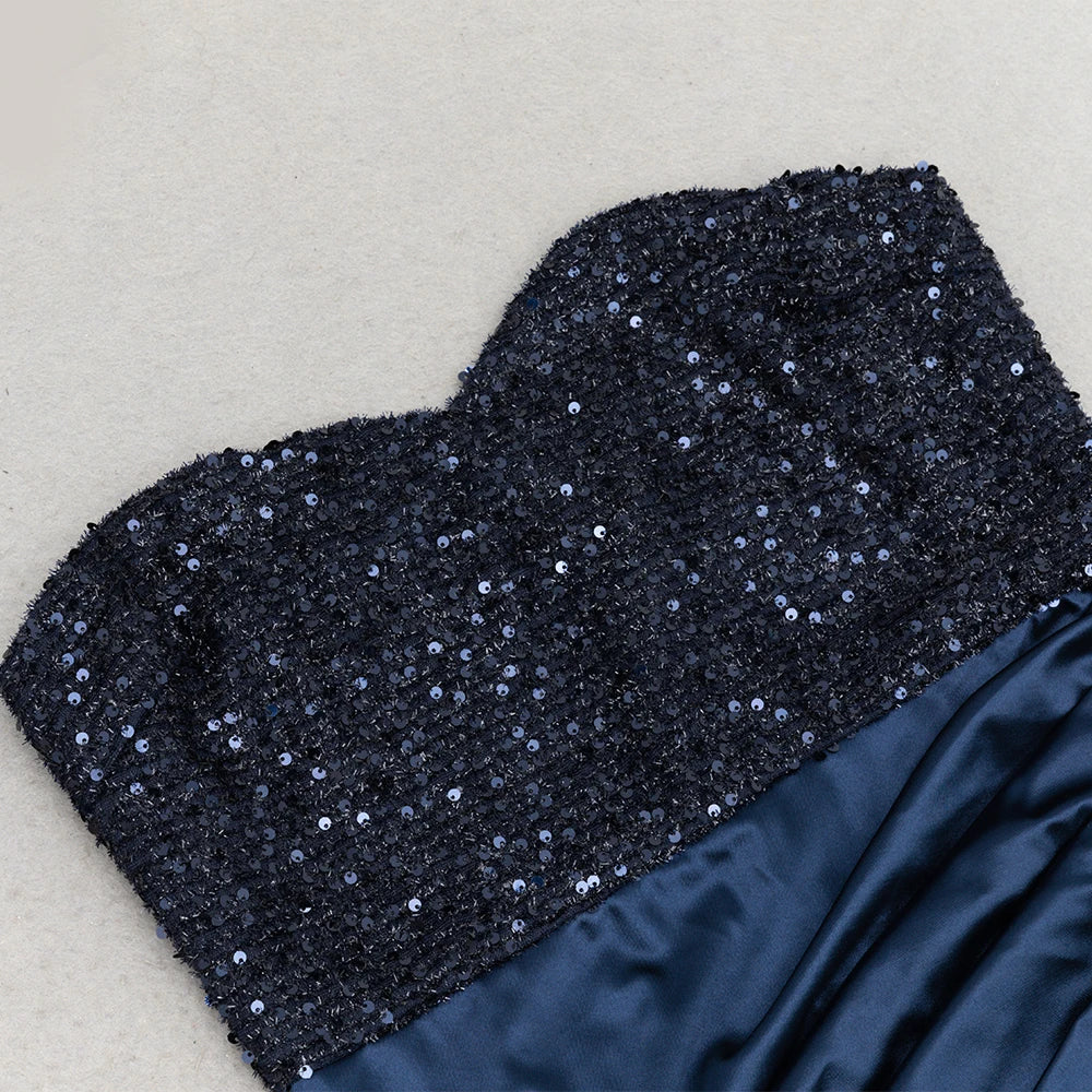 Glitter Patchwork Ankle Length Dress