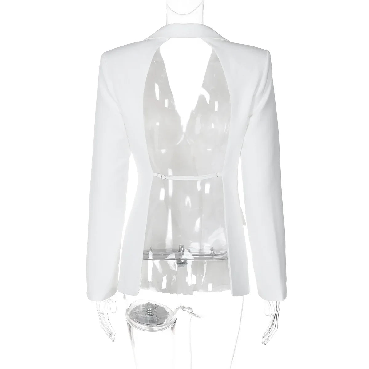 Backless  Black Suit Long Sleeve Blazer Coat