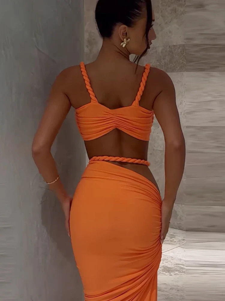 Short Camisole and Ankle-Length Skirt Suit
