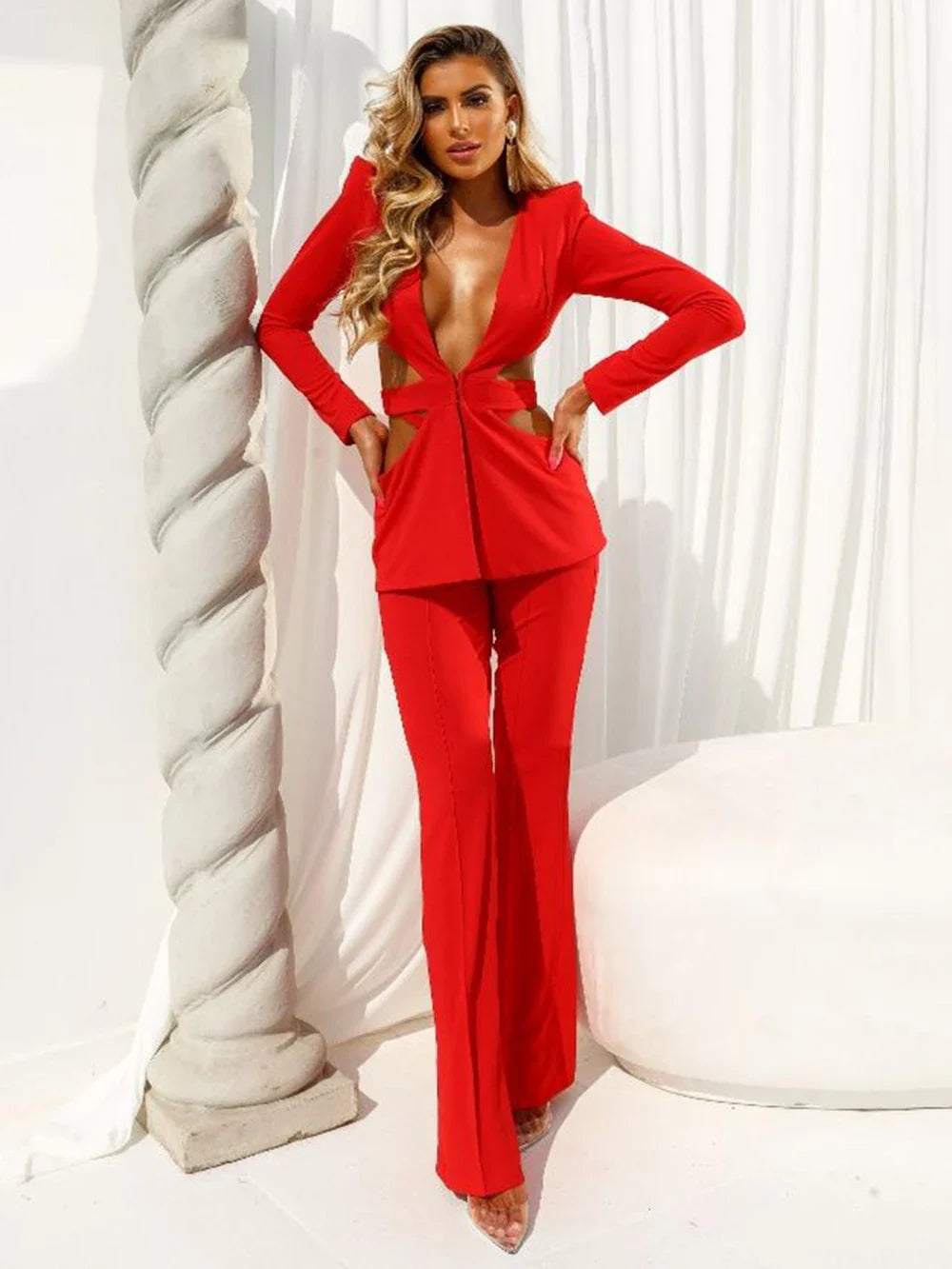 Cut Out Blazer Set