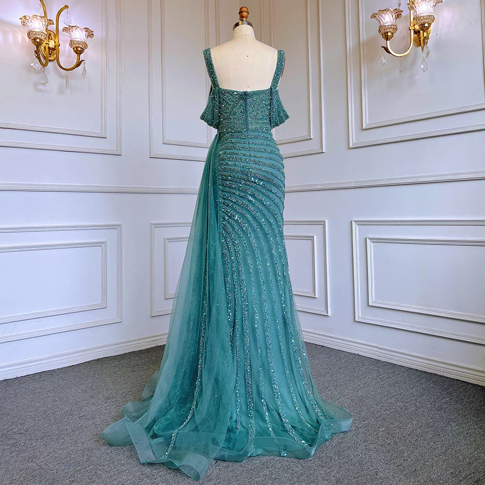 Caramel Mermaid Evening Gown with High Slit