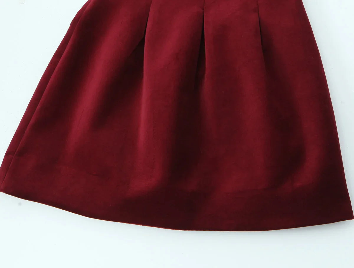 Red Velvet Spaghettis Strap Mini Dress