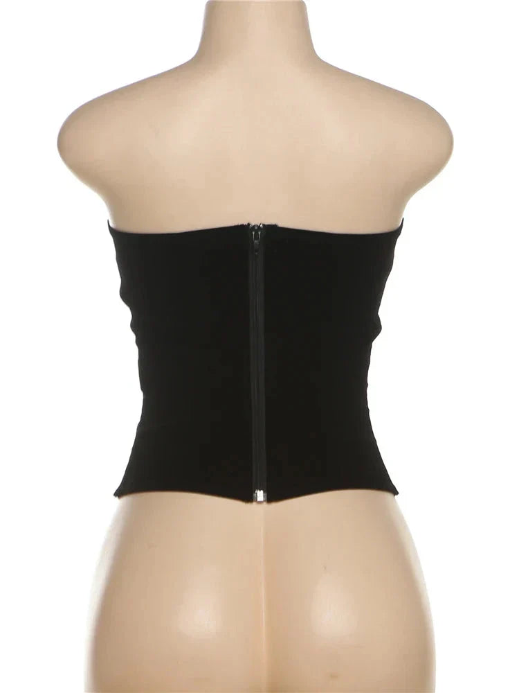 Solid Strapless Low Neck Bodysuit