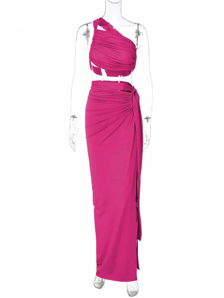 Crop Top and Hollow Out Skirt Suit