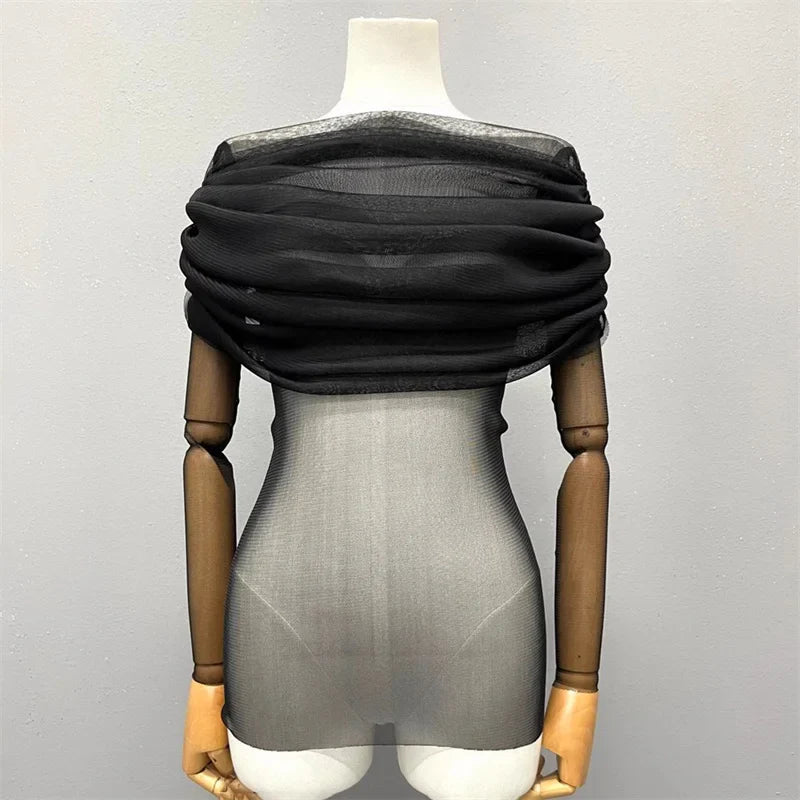 Semi-transparent Mesh Women's Long-sleeved Top