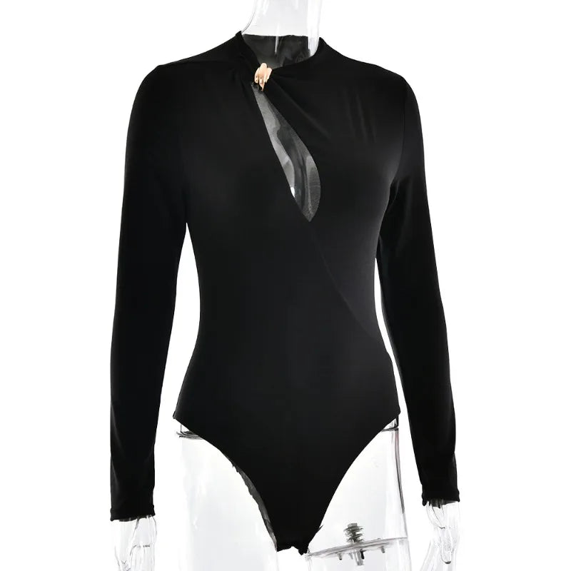 Hollowed Out Long Sleeve Bodysuit
