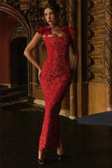Bows Lace Bodycon Maxi Dress