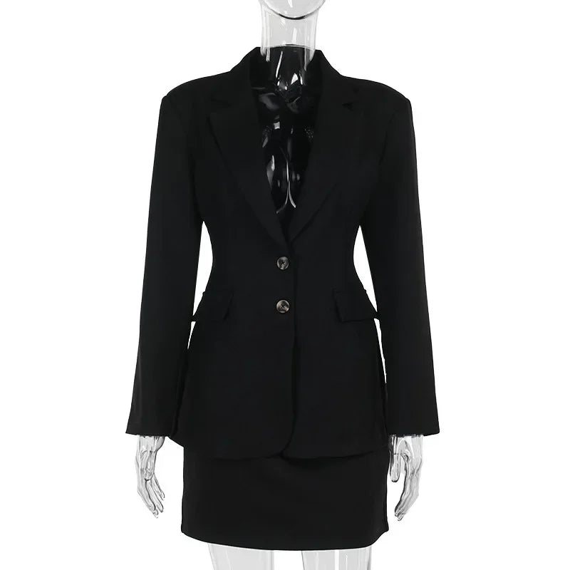 Blazer Coat & Mini Skirt Set Outfit