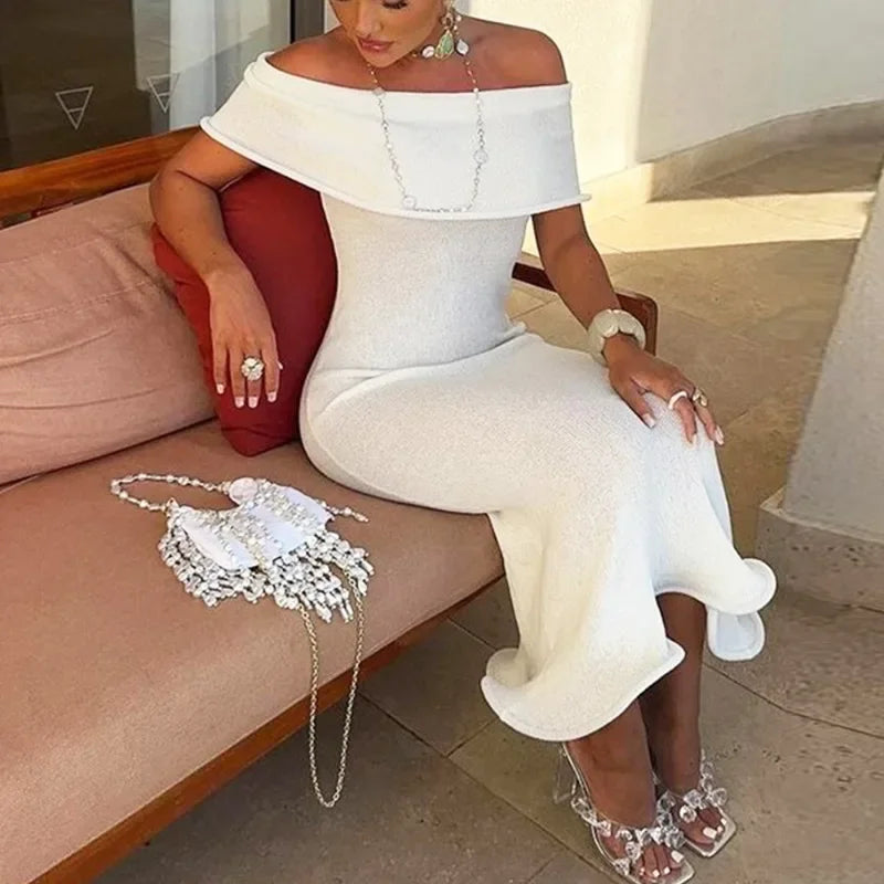 Ruffled Backless Midi Party Dress