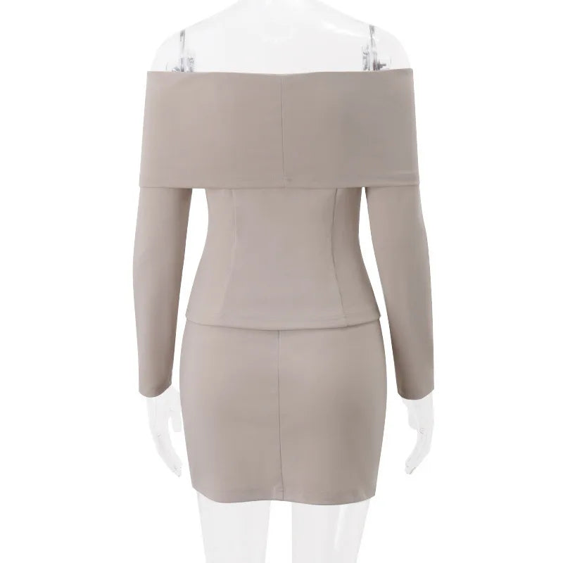 Strapless Long Sleeve Tops Mini Skirt Sets