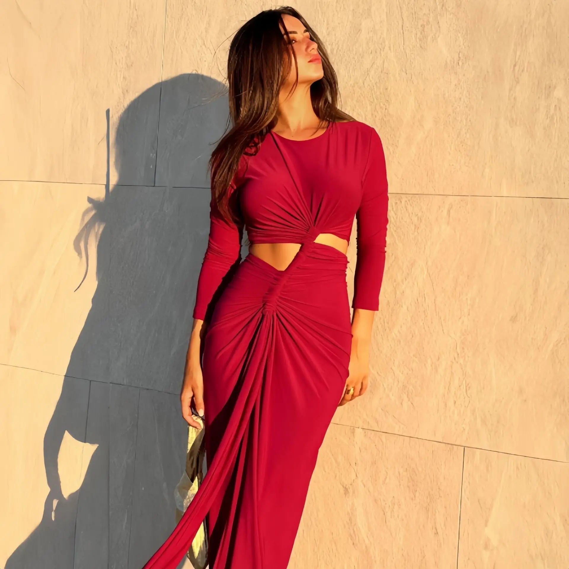 Long-Sleeved Irregular Bodycon Dress