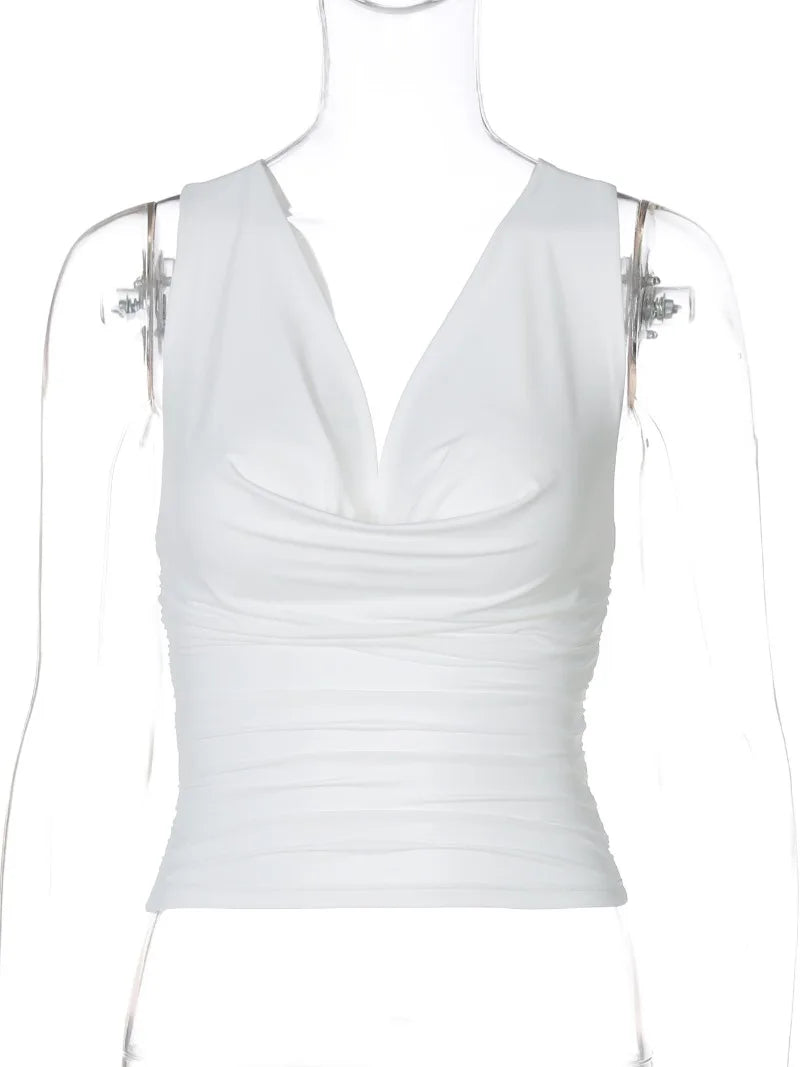 Twisted Hollow Out Backless V Neck Tank Top Women