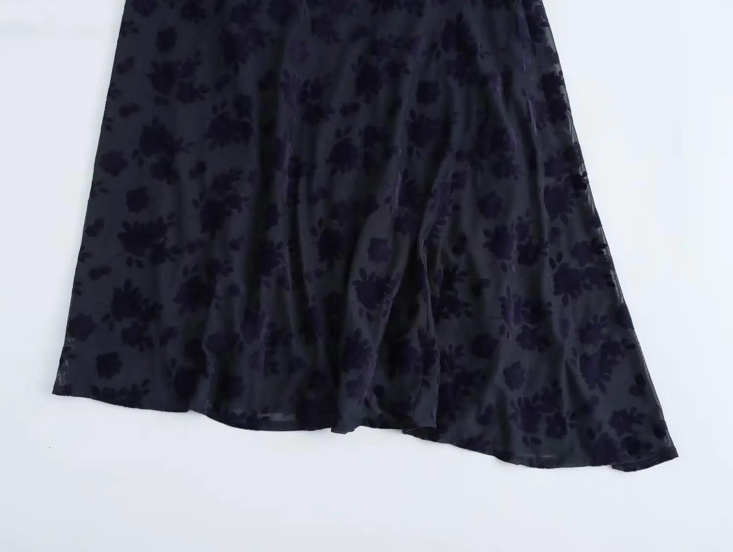 Texture Blue Top Asymmetrical Long Skirt Suit