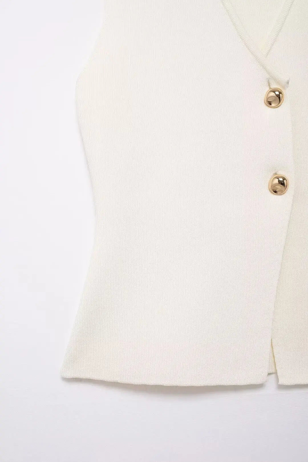 Button Knit Top Side Zipper Skirt Suit