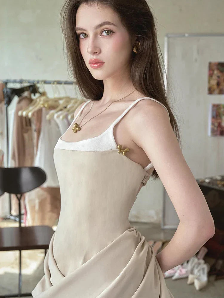 Patchwork Square Collar Ruffles Mini Dress