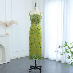 3D Floral Beaded Spaghetti Straps Sheath Wedding Gown