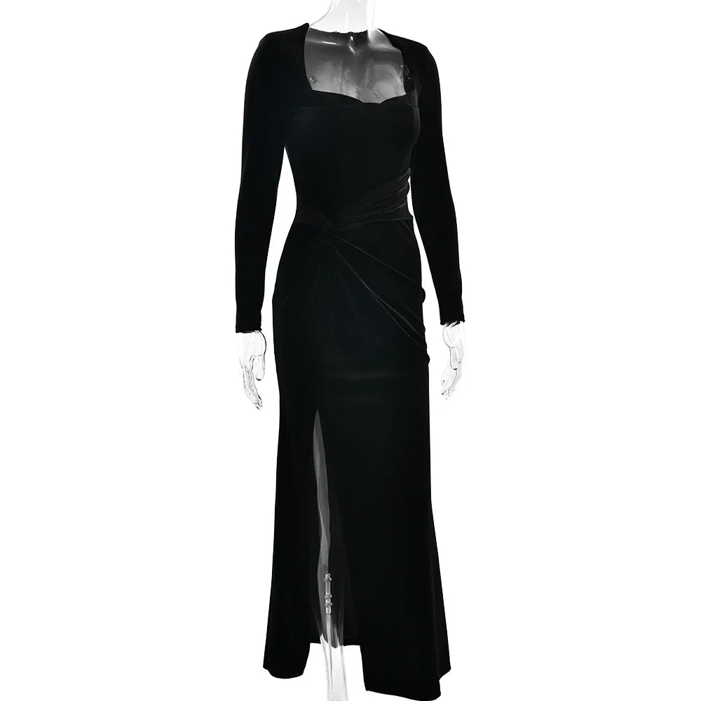 Velvet Elastic Tight Long Sleeved Dress