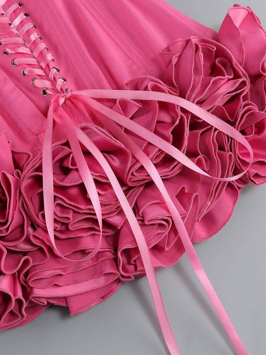 Red Flower Strapless Luxury Party Dress