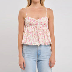 Ärmelloses Spaghettiträger-Top mit Blumenmuster 