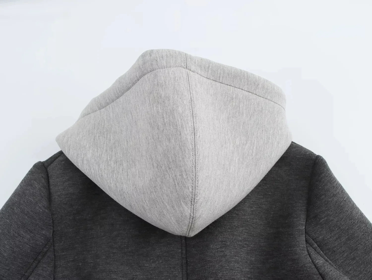 Patchwork Hooded Button Zipper Long Sleeve Coats